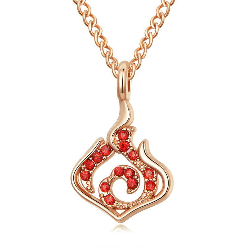 Gold Wood Water Fire Alloy Necklace