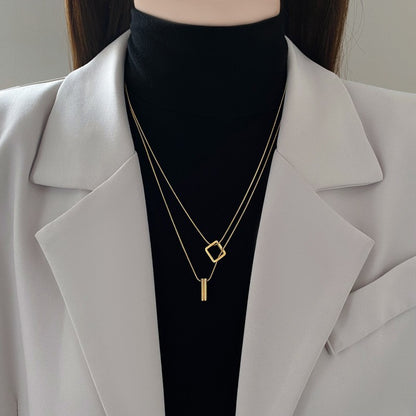 Geometric Necklace Double-layer Adjustable Length Sweater Chain