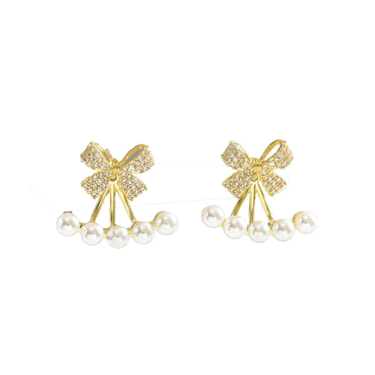 Simple Earrings Female Inlaid Zircon Bow