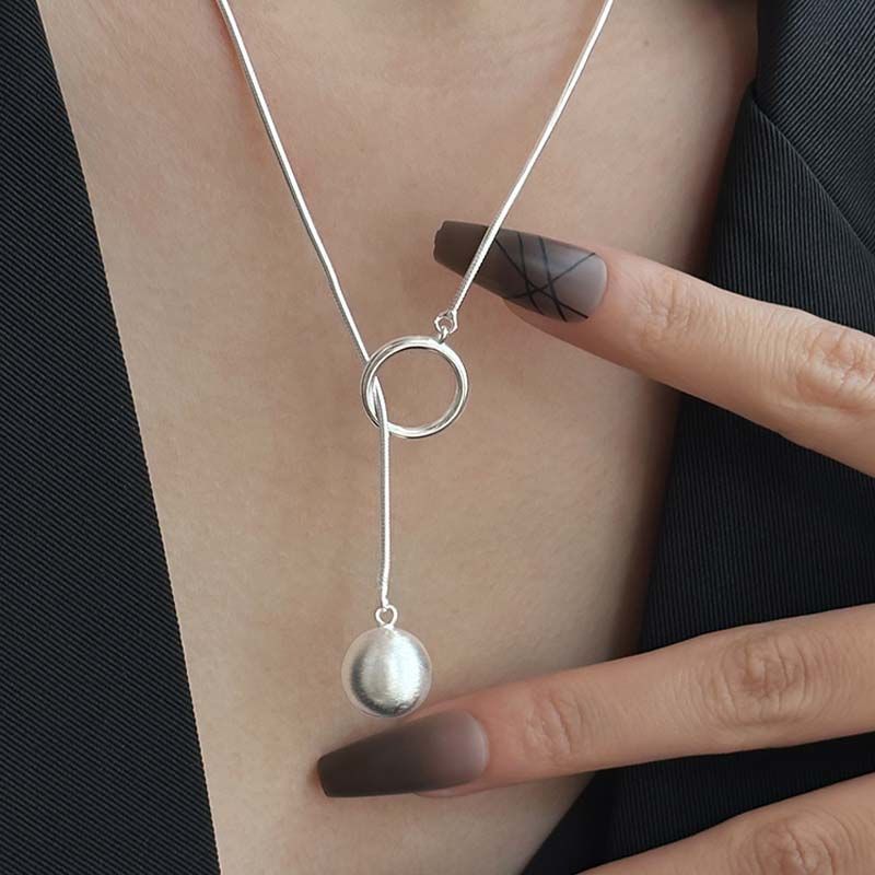 Round Ball Ring Long Necklace Fashion Sweater Chain