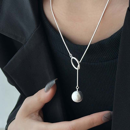 Round Ball Ring Long Necklace Fashion Sweater Chain