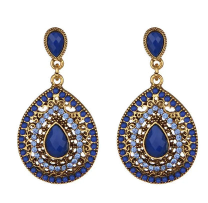 New Personality Retro Bohemian Rhinestone Bead Drop Earrings