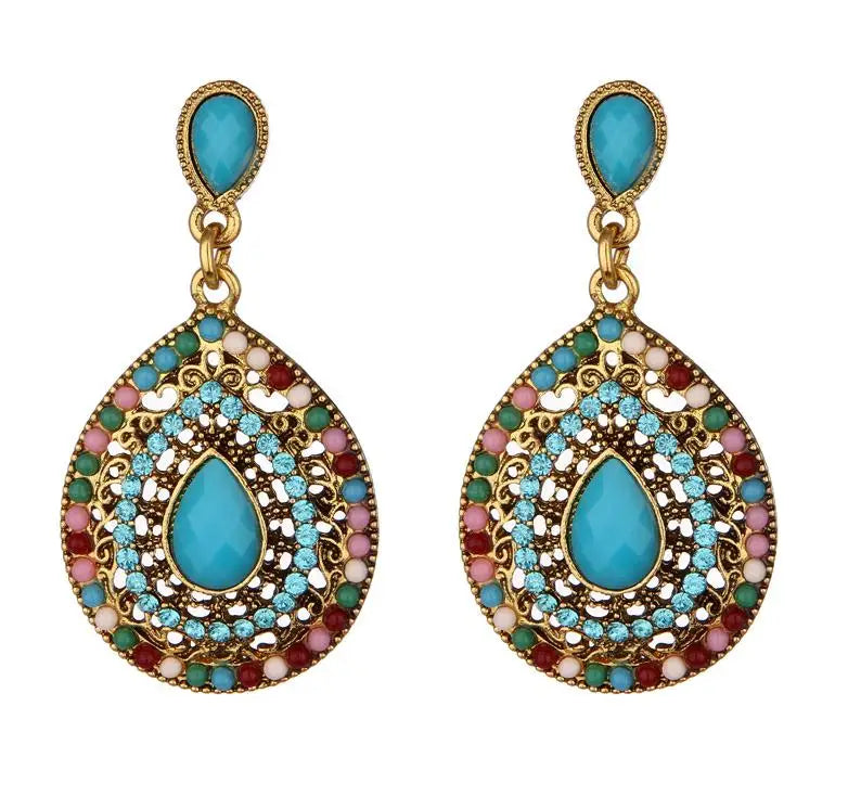 New Personality Retro Bohemian Rhinestone Bead Drop Earrings