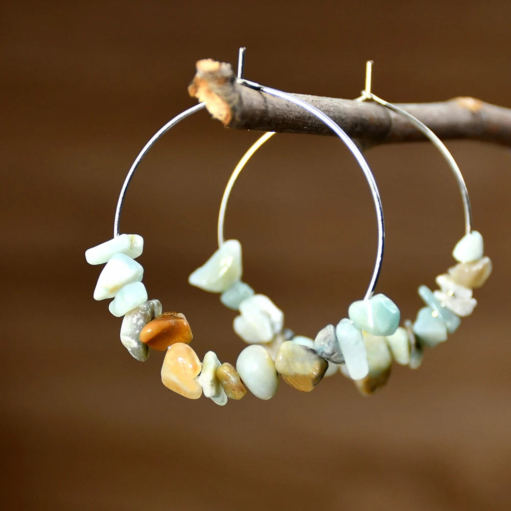 Yumfeel Raw Natural Stone Beads Earrings