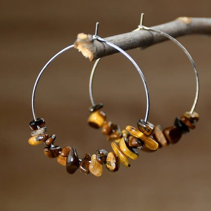 Yumfeel Raw Natural Stone Beads Earrings