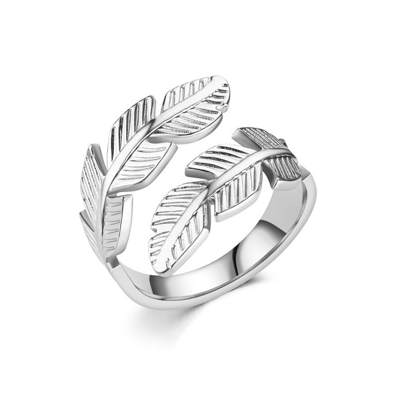 Feather Ring Open Titanium Steel Ring